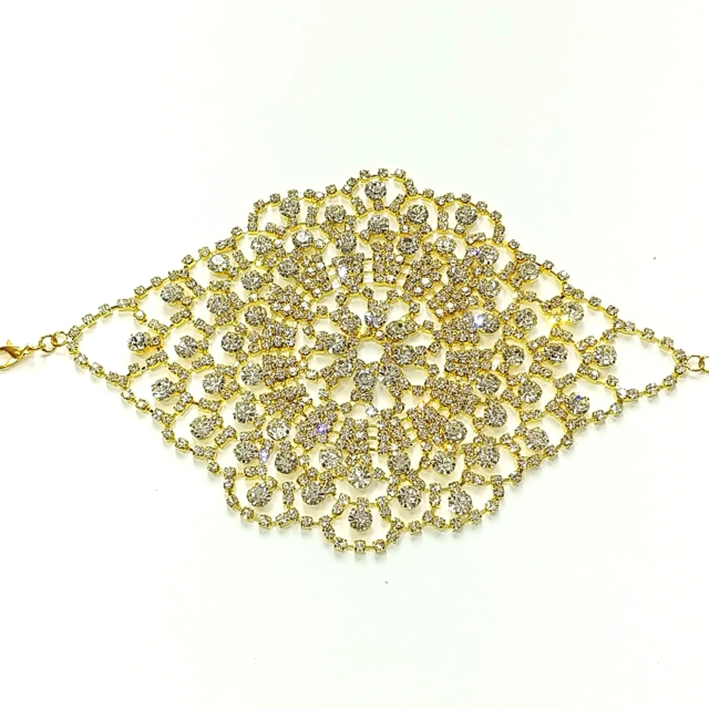 Rhinestone arm band/bracelet multi use NWT gold